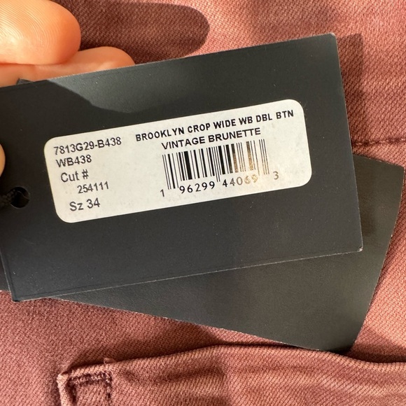 PAIGE Brooklyn Crop Wide Leg Double Button Jeans Vintage Brunette Size 34 NWT - Picture 5 of 7